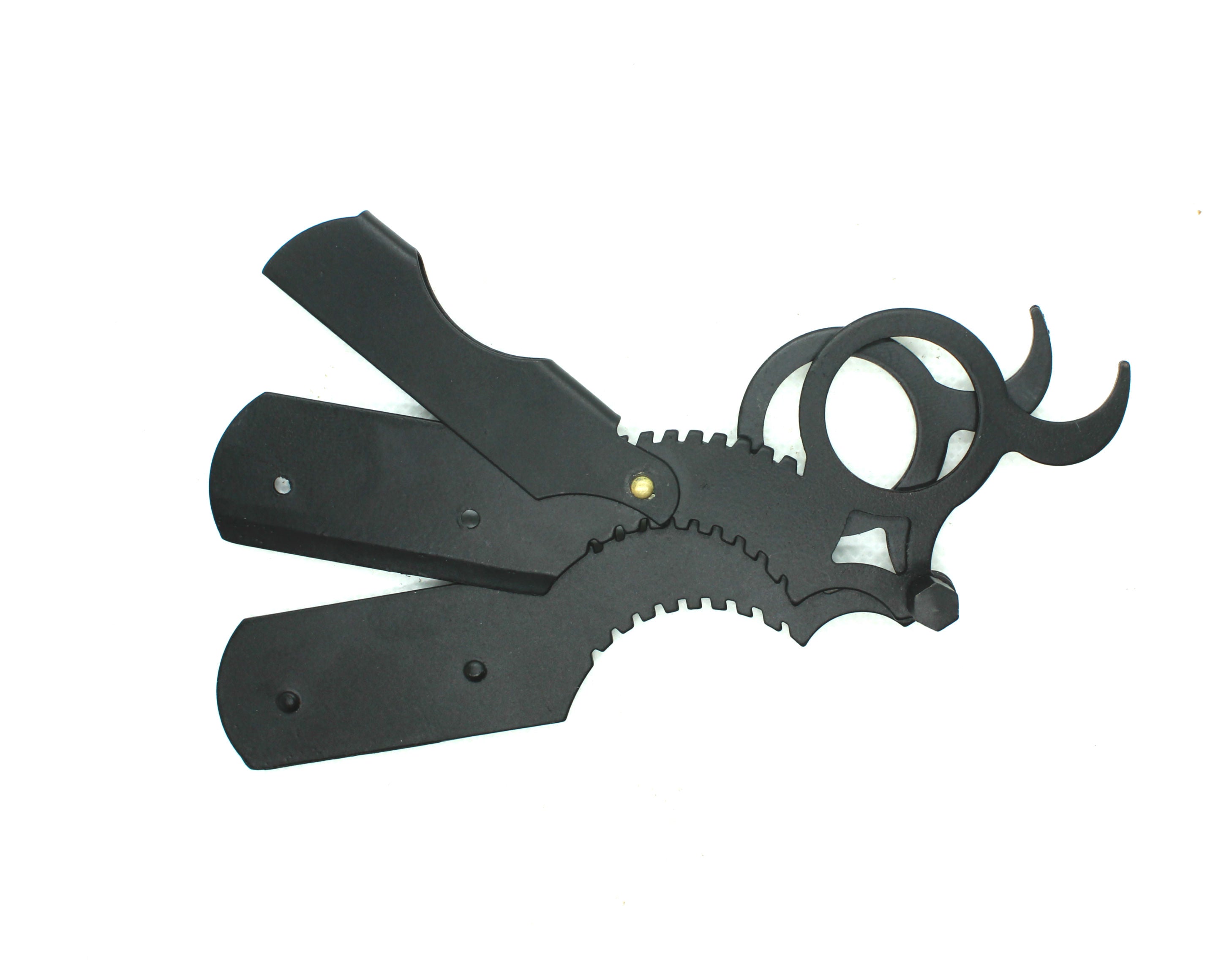 Barber-Style Black Stainless Steel Cutthroat Straight Razor Shavette
