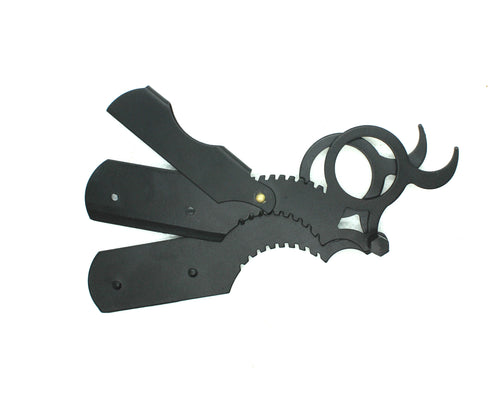 Barber-Style Black Stainless Steel Cutthroat Straight Razor Shavette