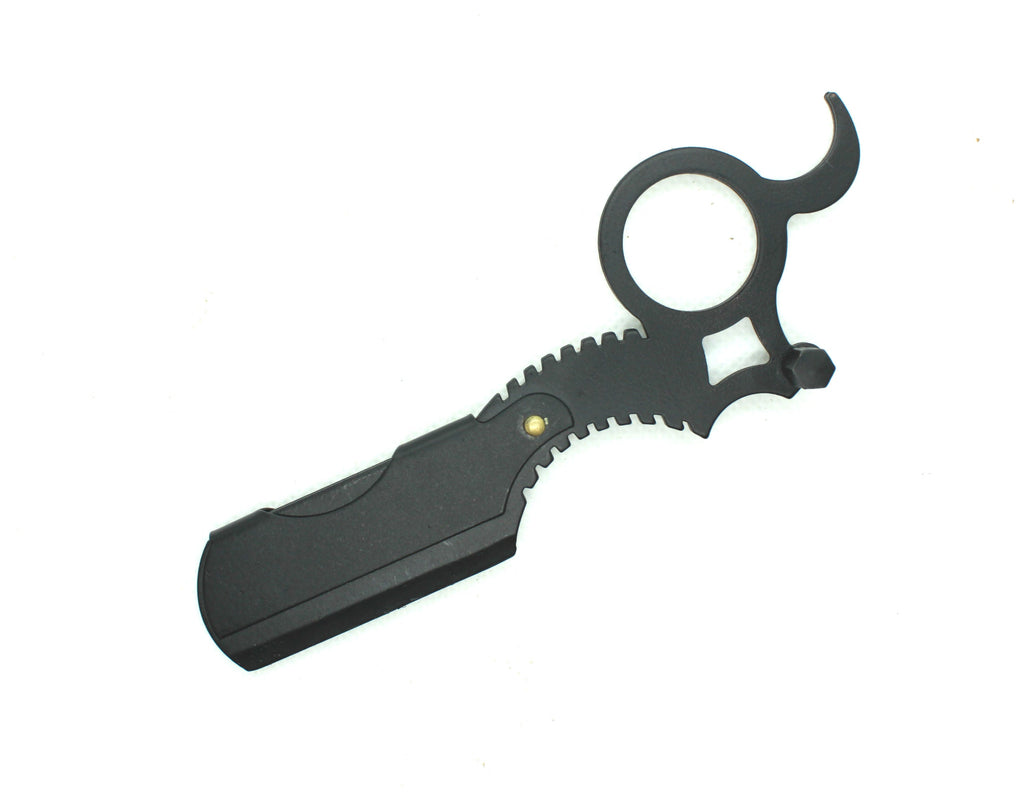 Barber-Style Black Stainless Steel Cutthroat Straight Razor Shavette
