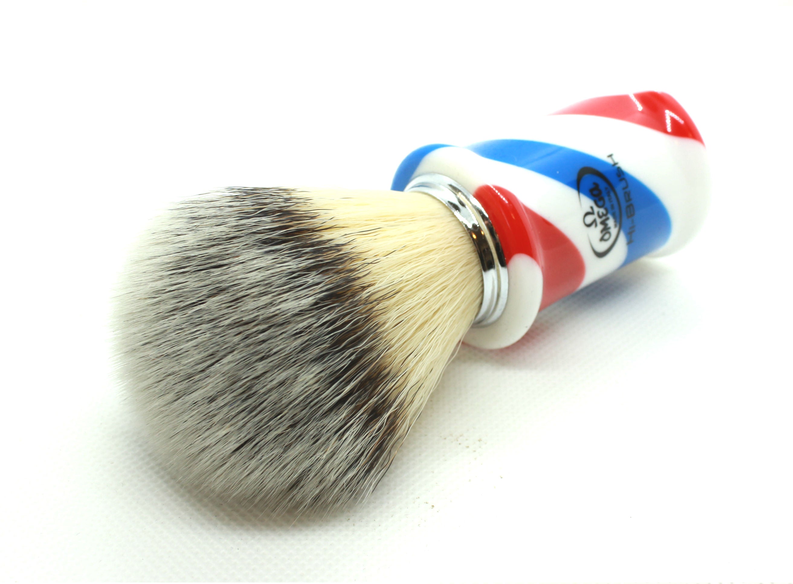 Barber Pole Synthetic Fiber Omega Shaving Brush