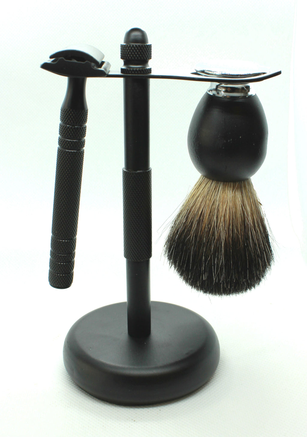 Black Shaving Kit – Safety Razor, Shaving Brush, Shaving Bowl & Stand